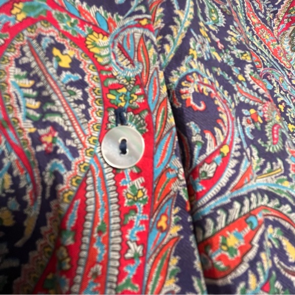 David Chase Collections Paisley Button Down Shirt Multicolor Boho Maximalist MED - Picture 5 of 6